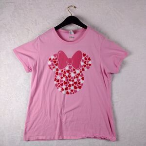 Disney Minnie Mouse Icon Pink Hearts Valentine's Day T-shirt Limited Edition XL